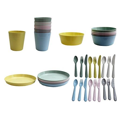 IKEA 希少　キッズ　陶器ままごと ギフト袋　ナフキン　エプロン　食器 2018~ NEO NEW KALAS キッズ食器フルセット 36ピースセット