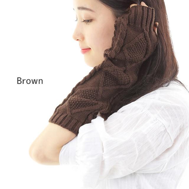 アームウォーマー アラン編み ケーブル編み ニット 手袋 ハンド