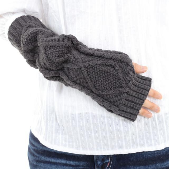 アームウォーマー アラン編み ケーブル編み ニット 手袋 ハンド