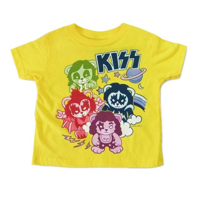 Kiss キッス 可愛いイラストのkiss ロゴ イエロー キッズtシャツ Kid Kiss5 Free Style 通販 Yahoo ショッピング