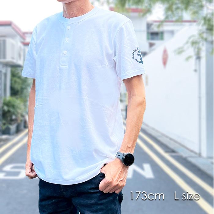 ヘンリーネック Tシャツ MARINE NATIONALE ヘンリー フランス 海軍