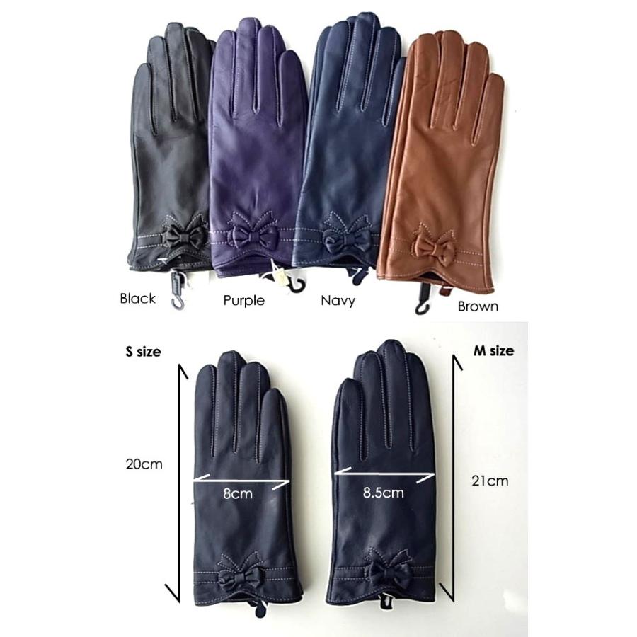 レディース 革手袋 レザー グローブ 高級 ラムレザー仕様 手袋 リボン