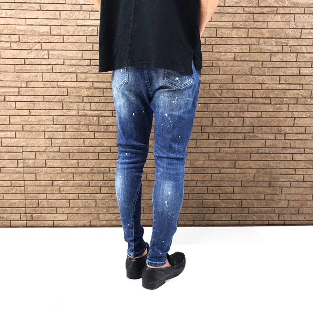 TMDL 《 ストレッチ ダメージ デニム 裾 リブ サルエル スキニー
