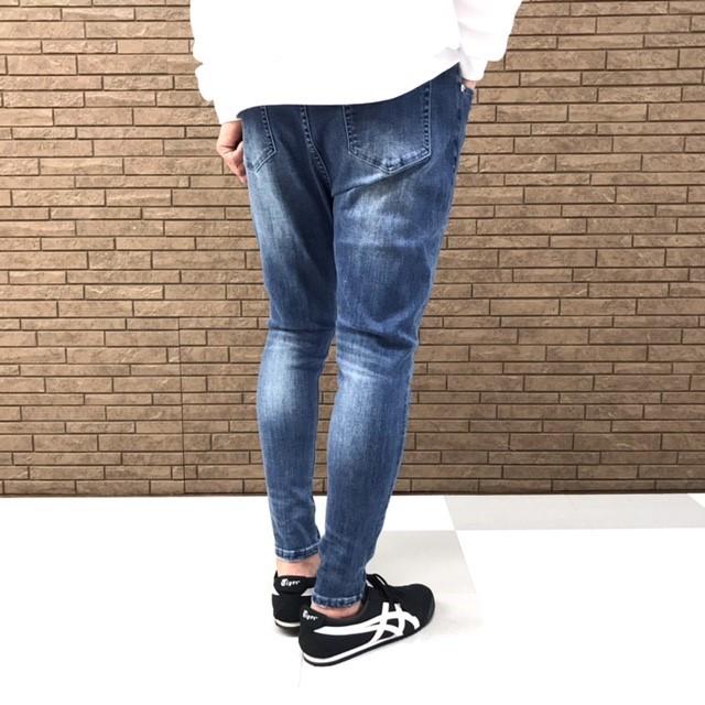 TMDL ダメージ & 豹 バンダナ 柄 リペア 加工 ストレッチ スキニー