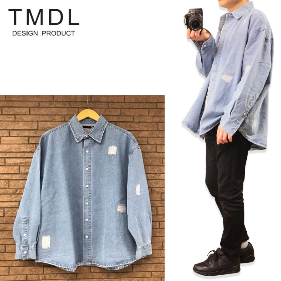 TMDL ヴィンテージ 加工 デニム シャツ ☆ メンズ 男女兼用 アメカジ g