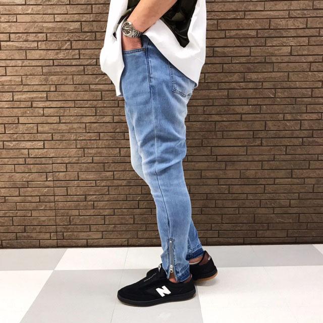 TMDL ストレッチ テンセル サルエル スキニー デニム 裾ZIP ＆ リブ