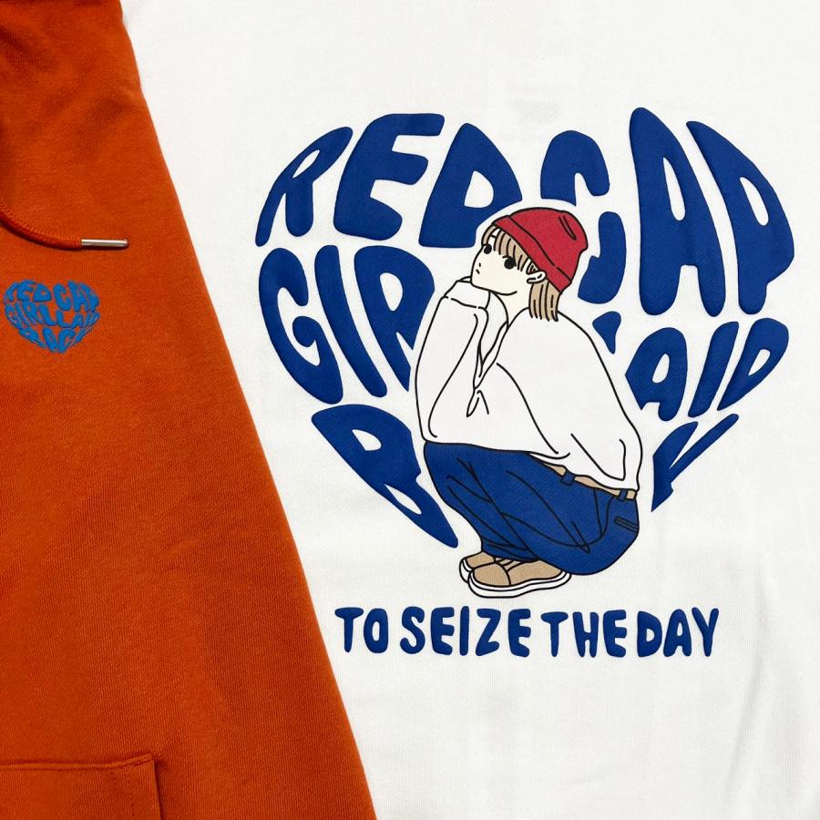RED CAP GIRL 裏毛 バック 発泡 & ラバー ハート プリント フル