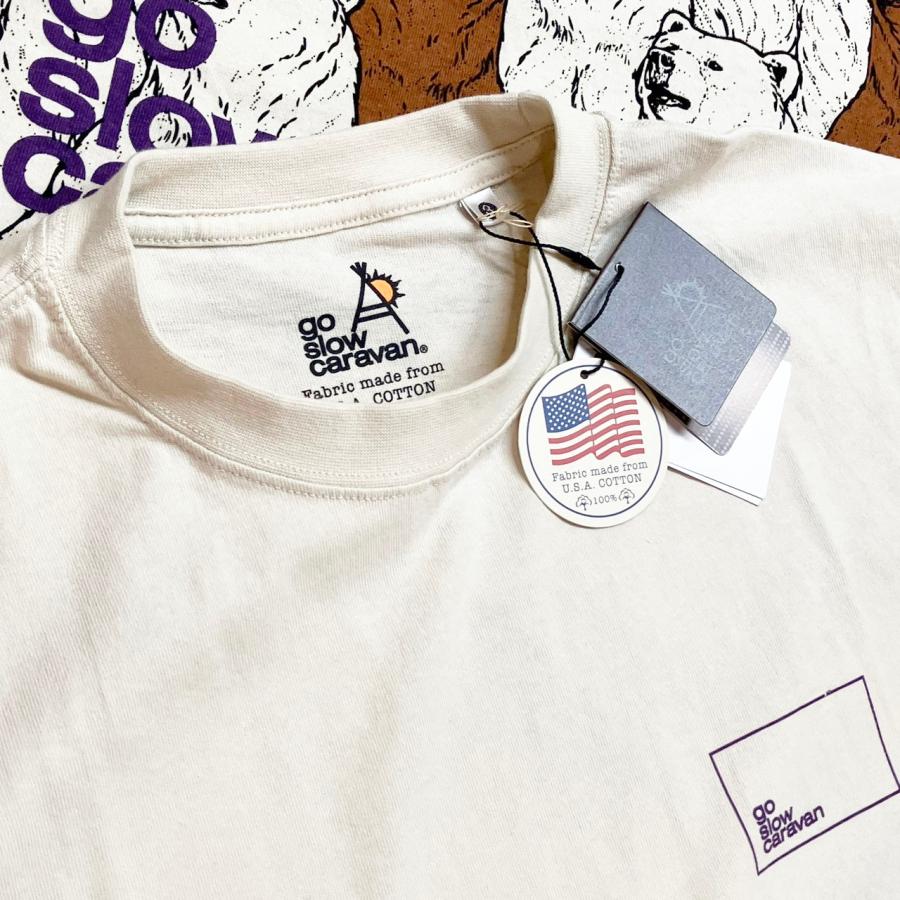 go slow caravan クマ いっぱい USA/C スクエア LOGO バック go slow caravan クマ いっぱい USA/C スクエア LOGO バック