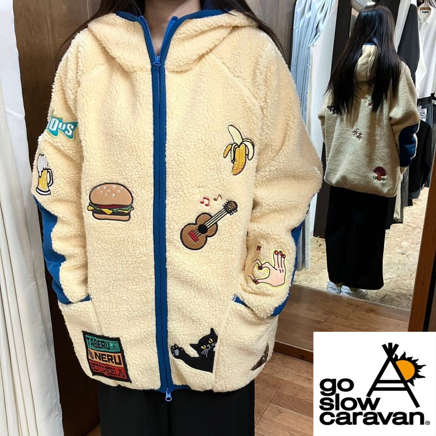 go slow caravan ボア 刺繍 いっぱい パーカー JKT ☆ メンズ go slow caravan ボア 刺繍 いっぱい パーカー JKT ☆ メンズ