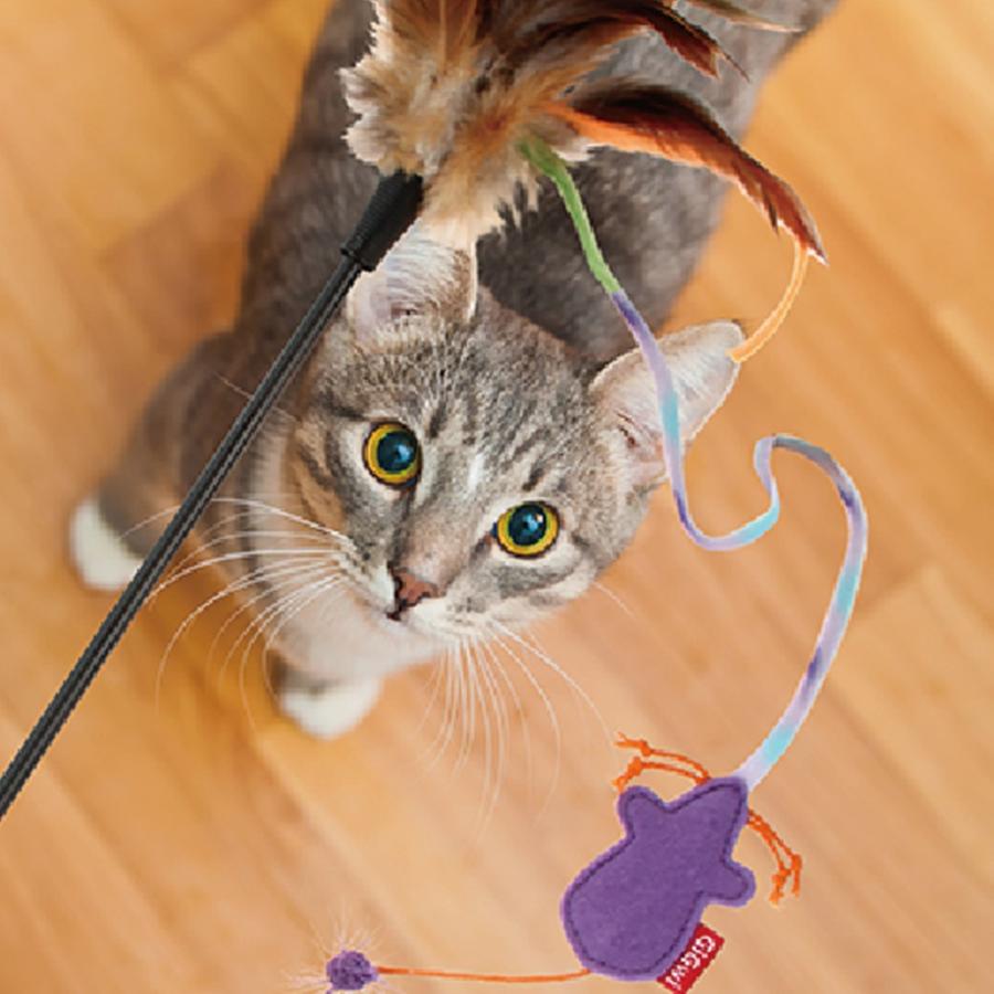 GiGwi 猫 猫おもちゃ ねこじゃらし キャットトイ 鳥 羽根