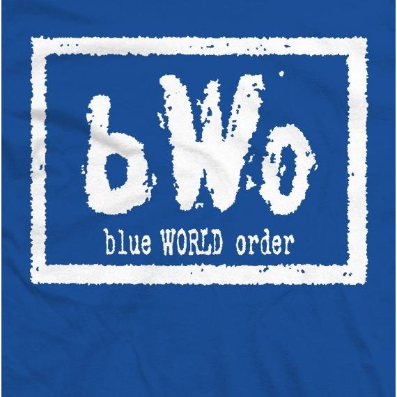 ブルー・ミーニー Tシャツ「BLUE MEANIE Blue World Order bWo ロゴTシャツ（ブルー）」アメリカ直輸入プロレスTシャツ ECW WWE WCW｜freebirds