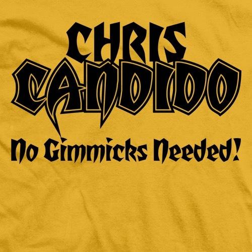 クリス・キャンディード Tシャツ「CHRIS CANDIDO No Gimmicks Needed ロゴ 半袖 クルーネック Tシャツ（ゴールデンイエロー）」アメリカ直輸入プロレスTシャツ｜freebirds｜02