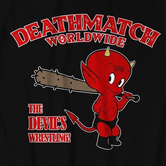DEATHMATCH WORLDWIDE Tシャツ「D.M.W.W. The Devil's Wrestling Tシャツ Imported from DeathMatch WorldWide」 米直輸入デスマッチTシャツ｜freebirds｜02