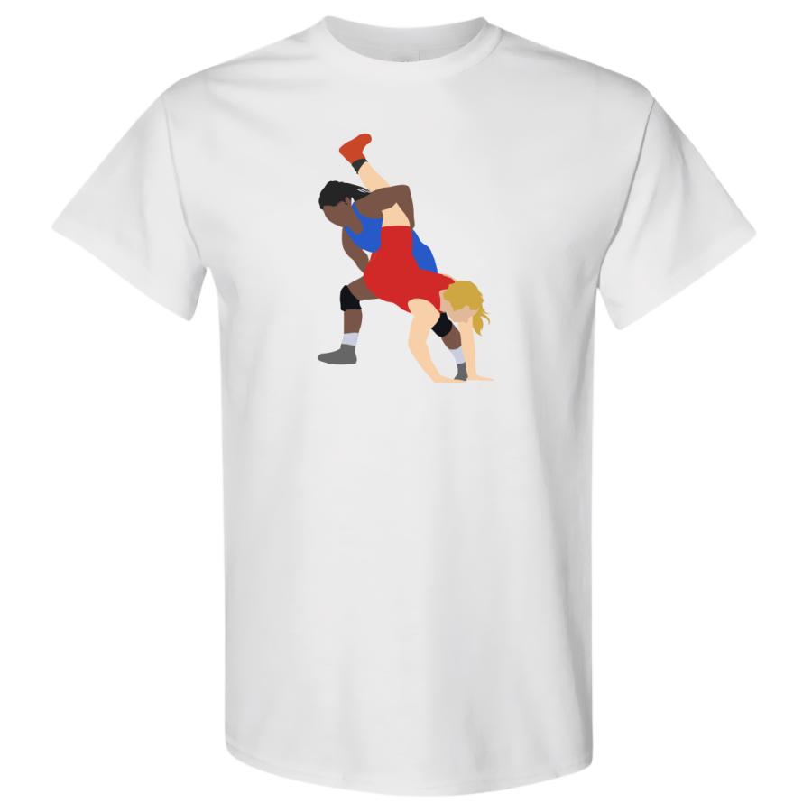 輸入品】LET'S WRESTLE レスリング柄 Tシャツ「アマレス RED vs BLUE T