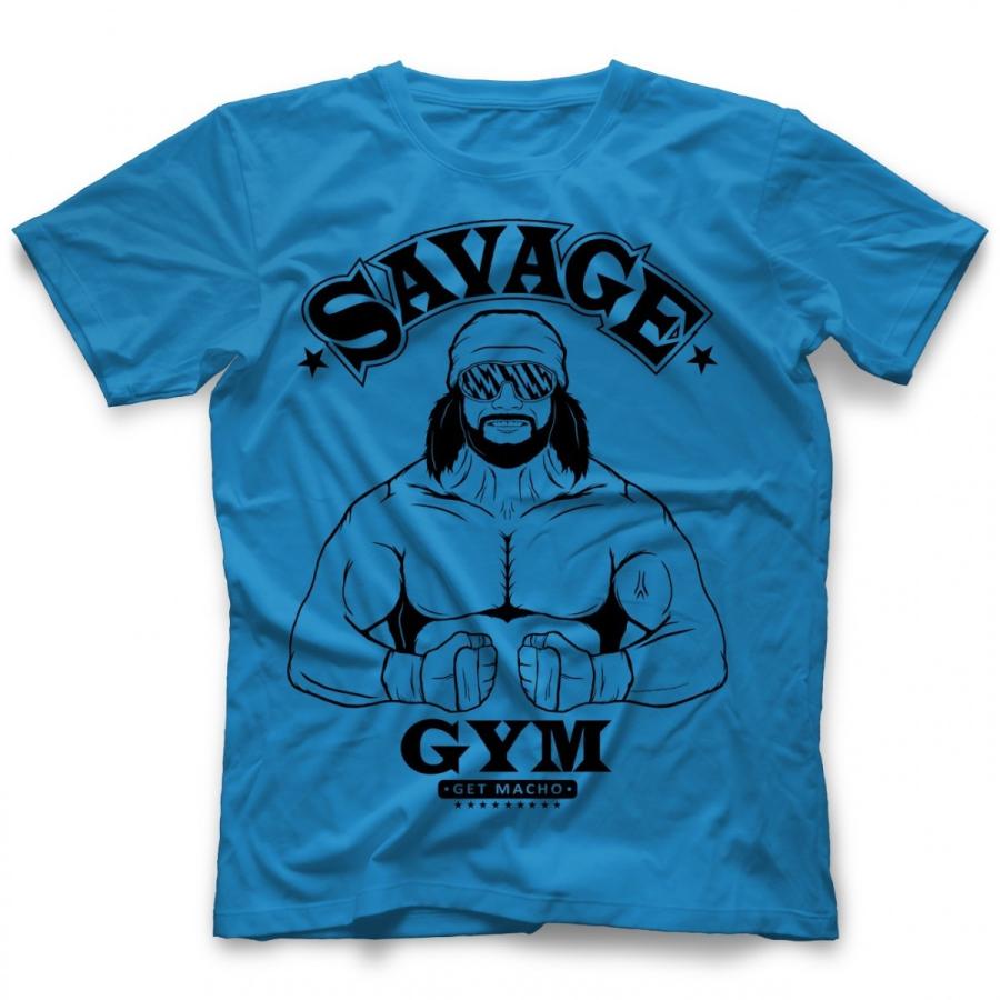 マッチョマン・ランディ・サベージ Tシャツ「MACHO MAN RANDY SAVAGE Macho Man ロゴ Tシャツ（ブルー）」  アメリカ直輸入プロレスTシャツ マッチョ アメリカ プロレス, image size:900x900
