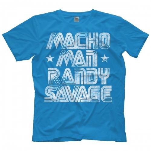 マッチョマン・ランディ・サベージ Tシャツ「MACHO MAN RANDY SAVAGE Macho Man ロゴ Tシャツ（ブルー）」 アメリカ直輸入プロレスTシャツ｜freebirds