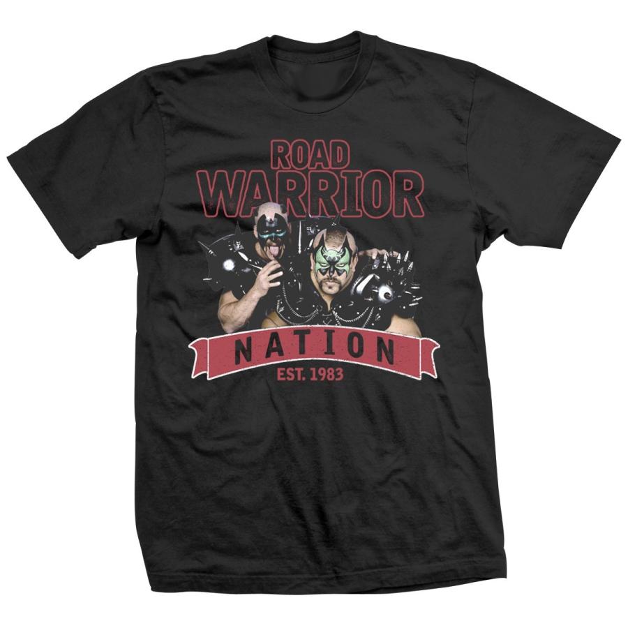 暴走戦士 ロード・ウォリアーズ Tシャツ「THE ROAD WARRIORS Road Warrior Nation Tシャツ」アメリカ直輸入プロレスTシャツ 昭和プロレス NWA AWA WWF｜freebirds