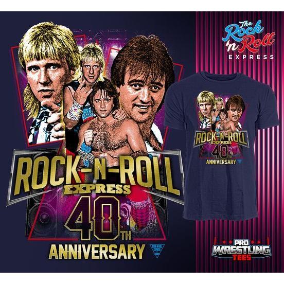 ロックンロール・エクスプレス Tシャツ「ROCK 'n' ROLL EXPRESS 四十周年記念 Tシャツ」（ボデイ色：ネイビー）アメリカ直輸入プロレスTシャツ｜freebirds｜06