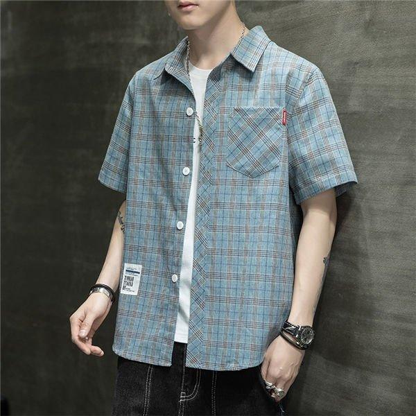 最新入荷 カジュアル シャツ クルーネック 夏服 半袖 メンズ カジュアルシャツ 夏 おしゃれ トップス チェック柄 コットン 半袖 カラー イエロー Www Mouthdocs Com