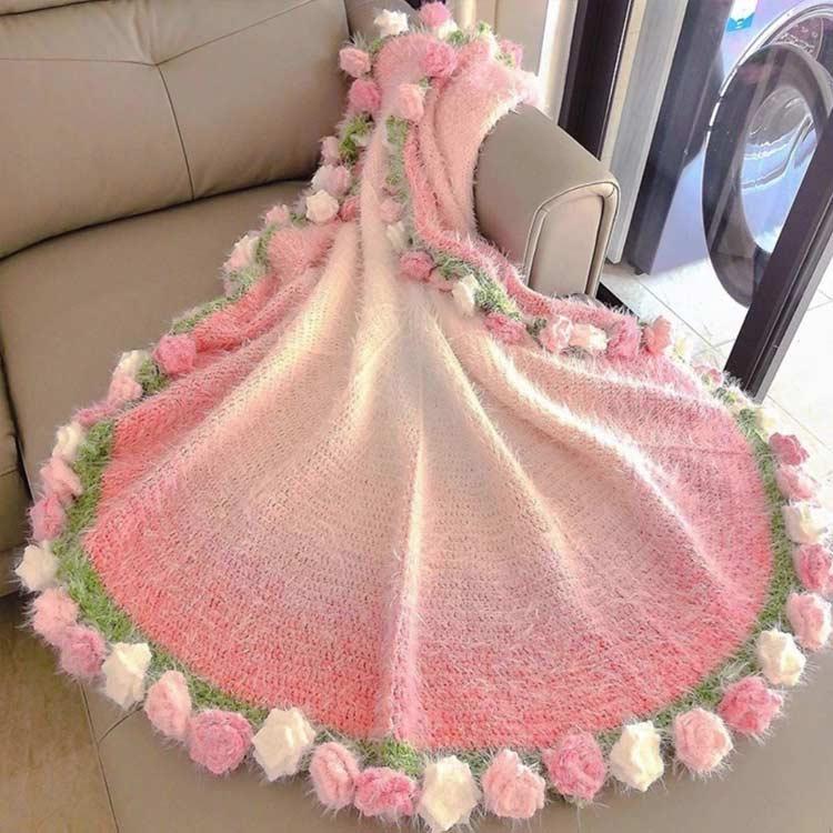 バラ 花束ブランケット フラワーブーケ グラデーションピンク ハンドメイド バラ 花束ブランケット フラワーブーケ グラデーションピンク ハンドメイド