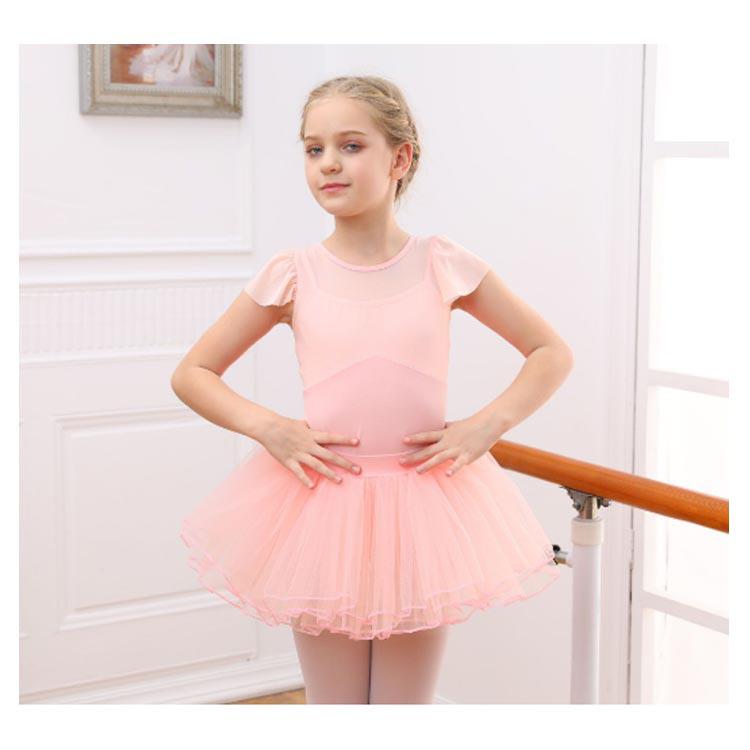 ダンス服 半袖レオタード ジュニア 子供 160 バレエ 背中リボン 練習用