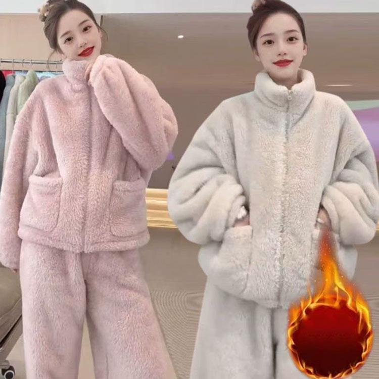 立ち襟 レディース 上下セット ハイネック 秋冬 女性用 冬用 モコモコ