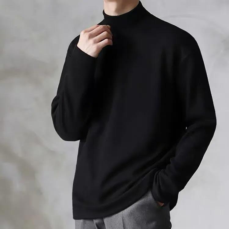 送料無料 セーター 暖かい 秋服 メンズ 無地 クルーネック ハイネック 防寒 冬 長袖 ゆったり ニット メンズファッション ビッグシルエット トッ |  | 02