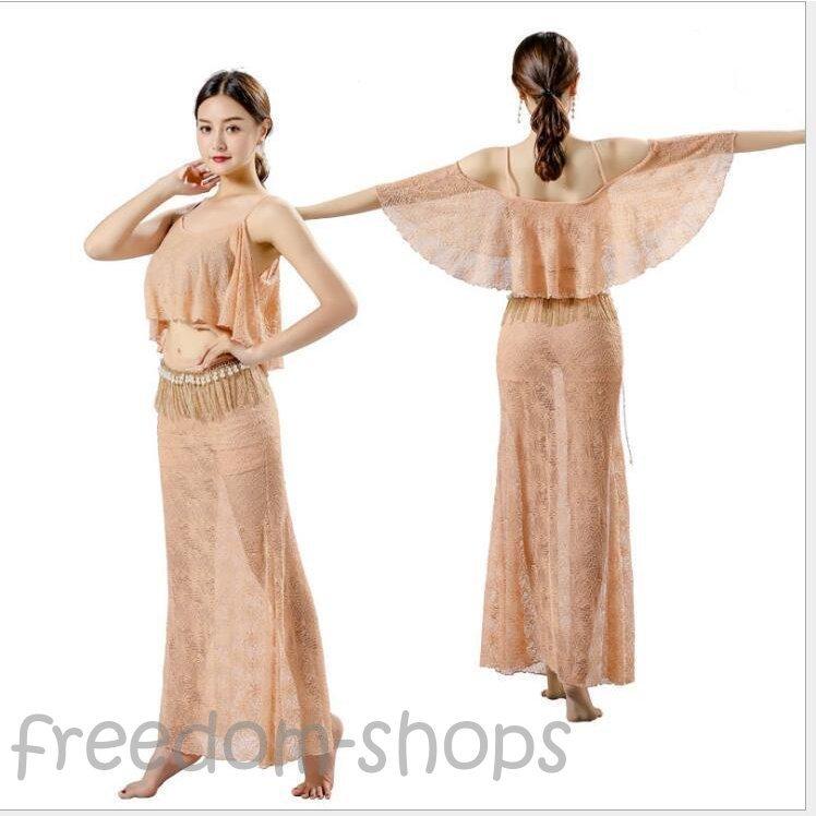 最も優遇 ロングダンスウェア ベリーダンス衣装 社交ダンス衣装 ステージ衣装 ダンス教室ダンス発表会 レッスン着 練習着 ワンピース 見せパン付き