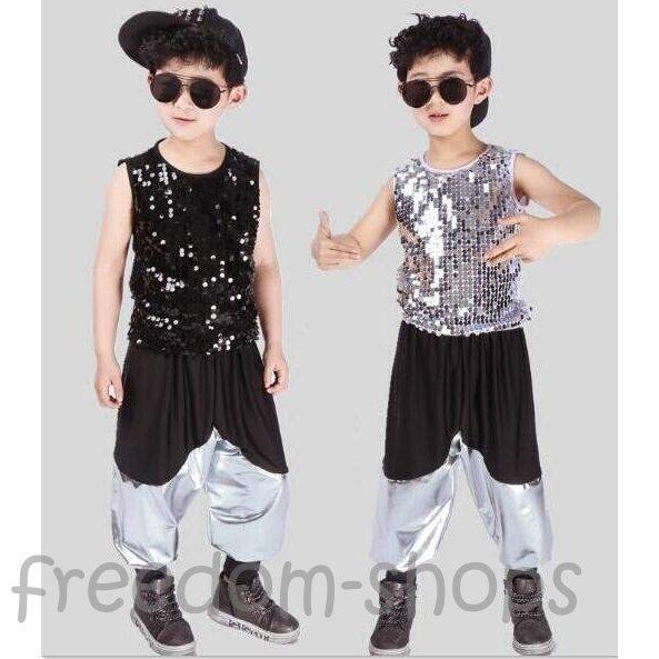 ついに入荷 スパンコールｔシャツキッズヒップホップダンス衣装ｔシャツ 切り替え長パンツタンクトップ 男の子ジャズダンスウェア舞台演出服 チアガール Cisama Sc Gov Br