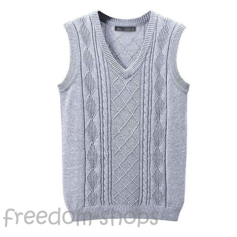 ニットベスト メンズ カジュアルベスト プルオーバーベスト Vネック チョッキ メンズトップス Sale 58 Off 秋 春 普段着 2色 全店2枚 柄付き