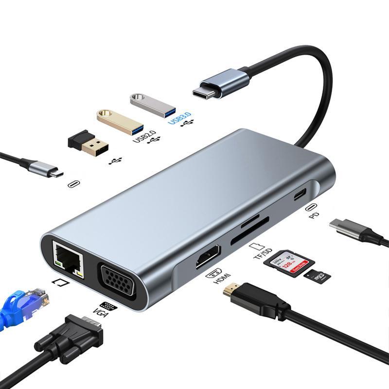 ドッキングステーション 10in1 USB拡張 USBハブ usbポート type-c接続 3.0搭載 軽量設計 コンパクト 高速 耐久性｜freedom-shops｜02
