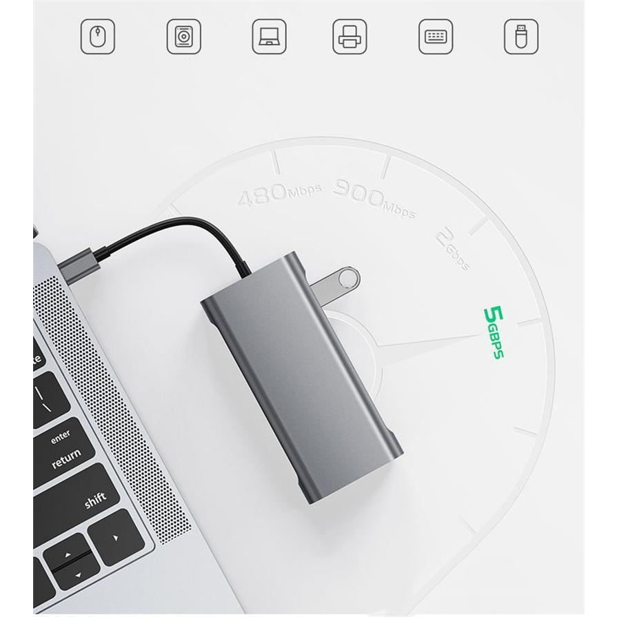 ドッキングステーション 10in1 USB拡張 USBハブ usbポート type-c接続 3.0搭載 軽量設計 コンパクト 高速 耐久性｜freedom-shops｜05