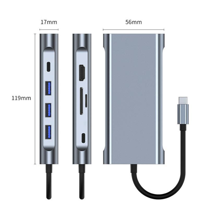 ドッキングステーション 10in1 USB拡張 USBハブ usbポート type-c接続 3.0搭載 軽量設計 コンパクト 高速 耐久性｜freedom-shops｜07