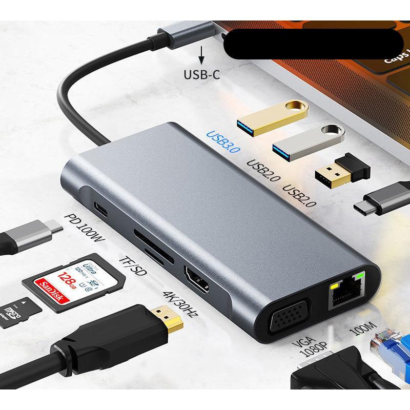 ドッキングステーション 10in1 USB拡張 USBハブ usbポート type-c接続 3.0搭載 軽量設計 コンパクト 高速 耐久性｜freedom-shops｜08