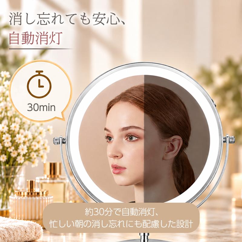 女優ミラー 卓上 led 卓上ミラー ライト 拡大鏡 鏡 5倍 3倍 10倍