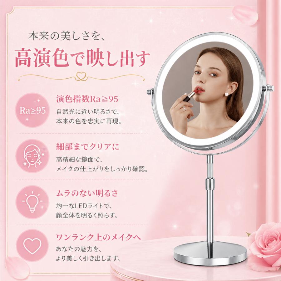 女優ミラー 卓上 led 卓上ミラー ライト 拡大鏡 鏡 5倍 3倍 10倍
