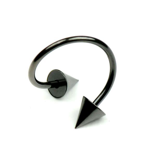 スパイラル コーン ブラック 16G (1.2mm) 右巻き サージカルステンレス316L製  黒色 リップ 唇 トラガス ボディーピアス ツイスト 16ゲージ【メール便対応】┃ |  | 03