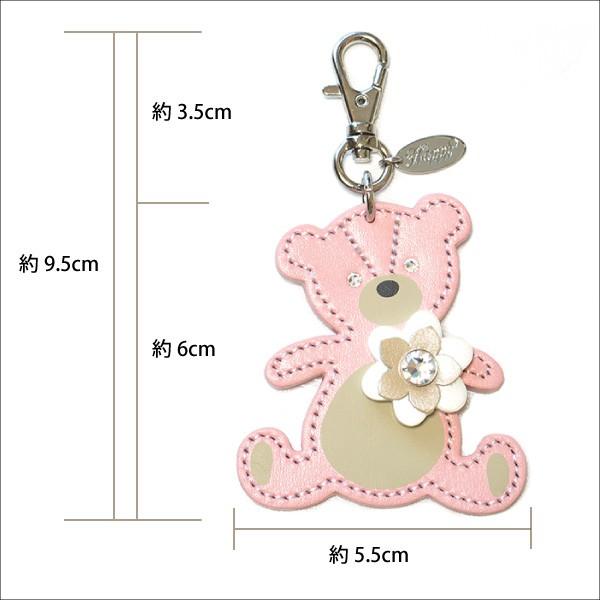 くま クマ チャーム フラワーモチーフ 牛本革 スワロフスキー付き