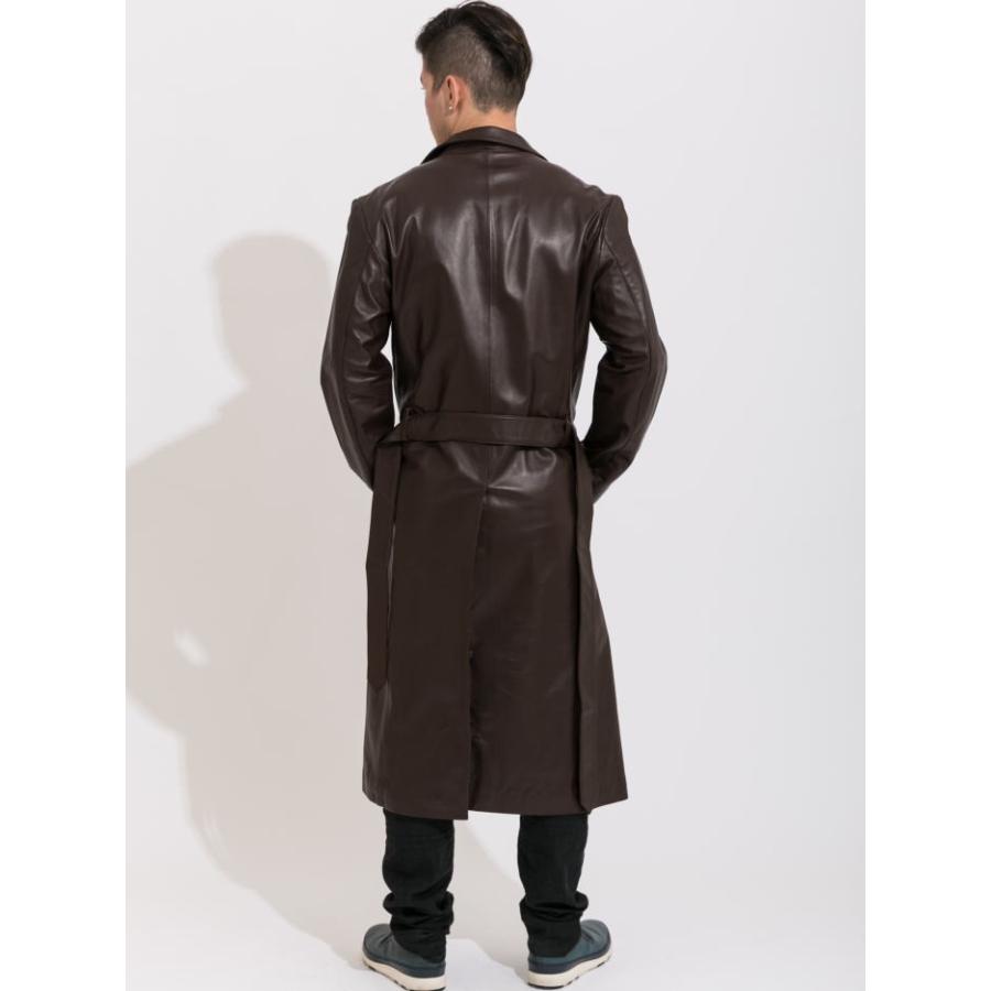 フリーダムレザー 革ジャン ラムレザー スタンドカラーロングレザー