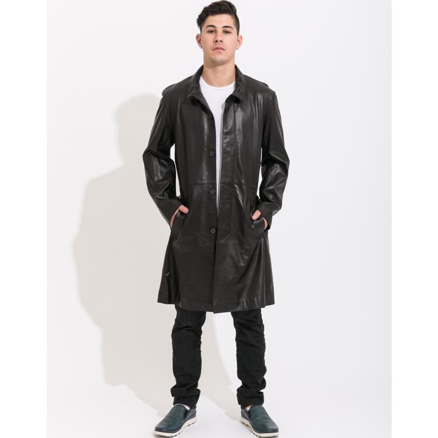 フリーダムレザー 革ジャン ラムレザー スタンドカラーセミロング