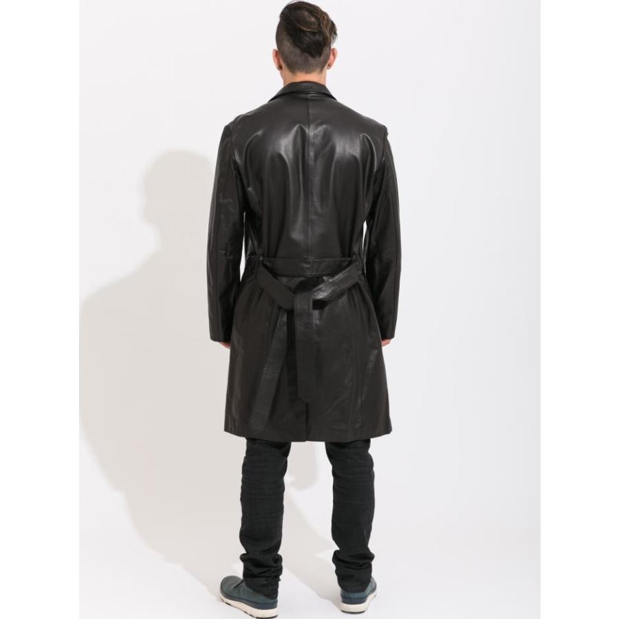 フリーダムレザー 革ジャン ラムレザー スタンドカラーセミロング