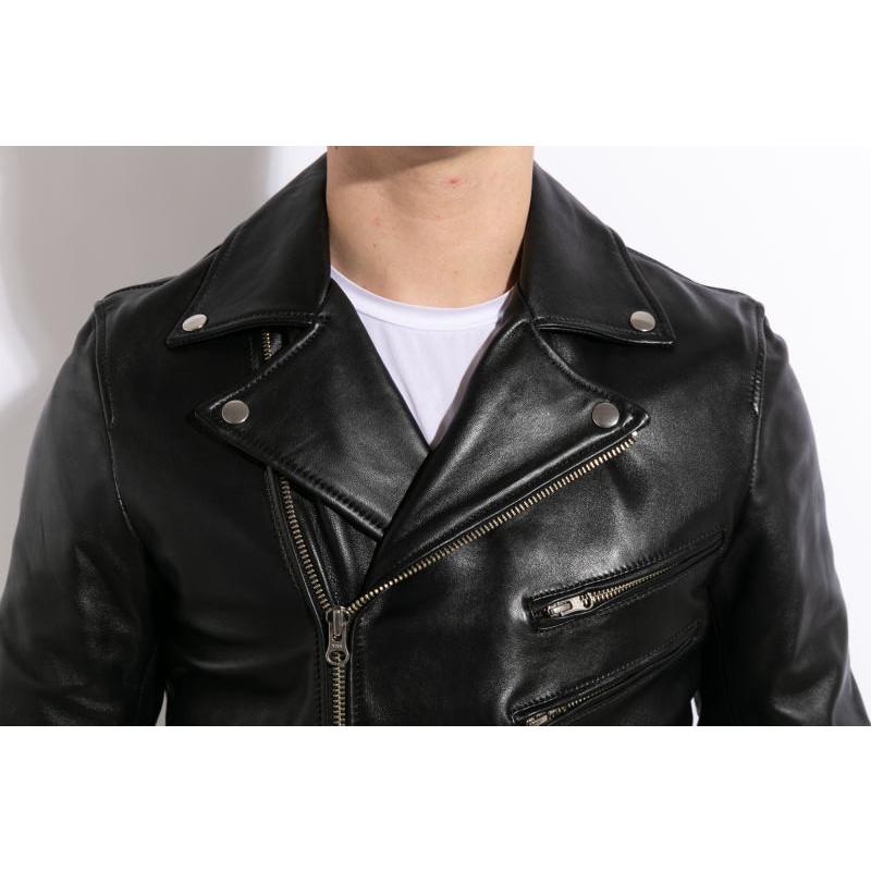 希少】JIM BEAM レザー ライダースジャケット 黒 L 本革 ダブル