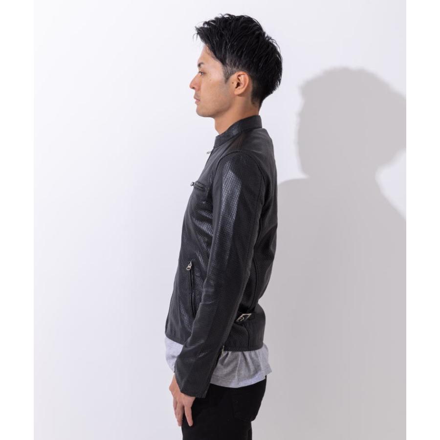 フリーダムレザー 革ジャン メンズ メッシュレザー パンチング 