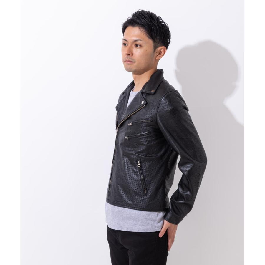 フリーダムレザー 革ジャン メンズ メッシュレザー パンチング