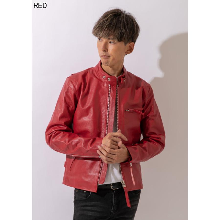 【HUMAN BEING】シングルライダース　レザージャケット　だいたい赤キャッ HUMAN BEING】シングルライダースレザージャケットだいたい赤キャッ