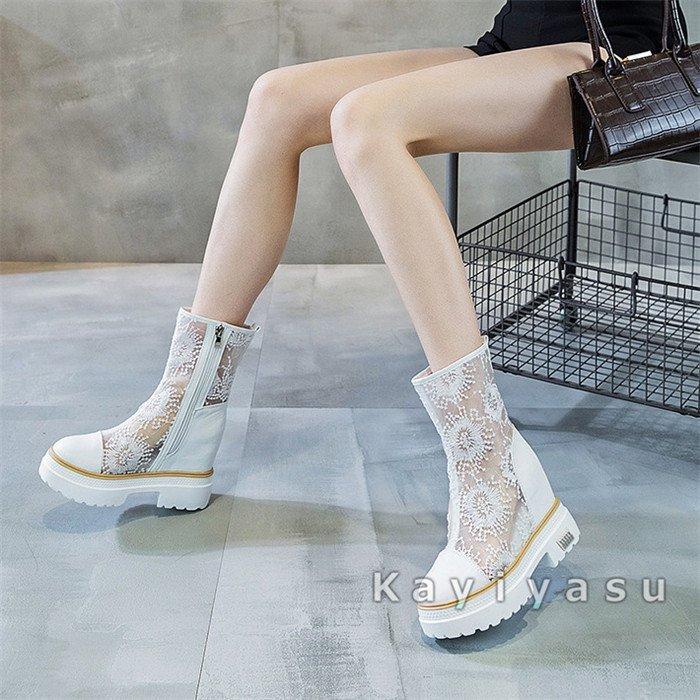 女性が喜ぶ サマーブーツ 夏靴 透かし 厚底 背が高くなる靴 厚底 10cmアップ シークレットシューズ レディース ブーツサンダル おしゃれ 美脚 ショートブーツ その他ブーツ サイズ 23 0cm Www Theopengate Org Il
