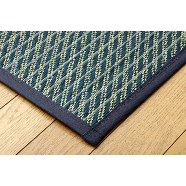 イケヒコ　い草ラグカーペット 格子柄シンプルモダン 『Fライト』　ブルー イケヒコ 純国産 い草ラグカーペット 格子柄シンプルモダン 『Fライト