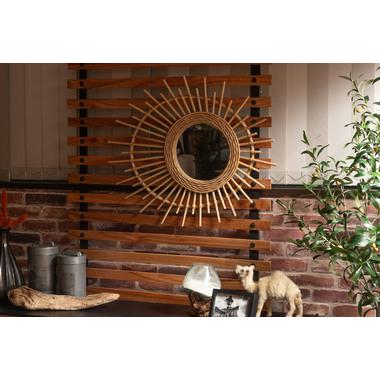 東谷 MR-715 ミラー 鏡 姿見 壁掛け ウォールミラー 丸型 円型 ラタン