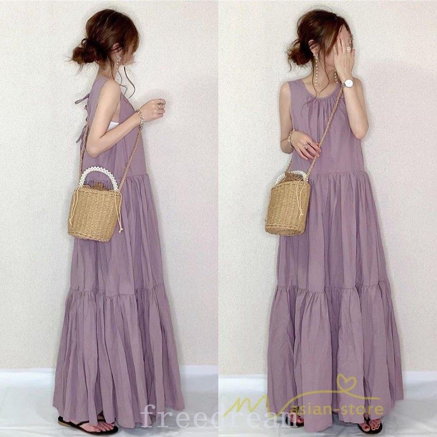 夏ワンピース ノースリーブ ロングワンピース レディース マキシワンピース 可愛い 春夏 春 夏 きれいめ ゆったり ワンピース ブラック 黒 パープル 切り替え Utkaakr6pz レディースファッション Www Robotnature Com