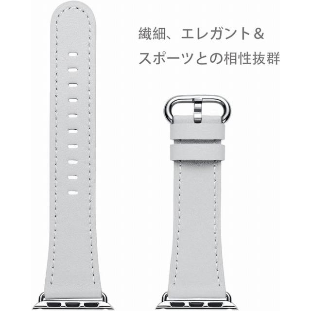 アップルウォッチ バンド apple watch バンド  40mm 41mm 38mm（ライトグレー/シルバーバックル）｜freejia｜03